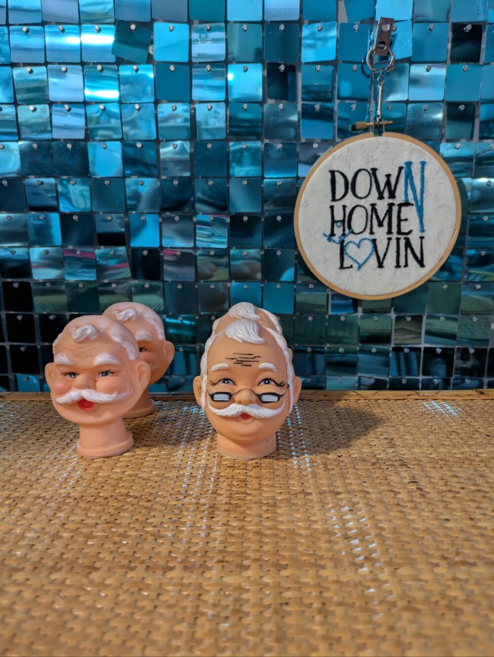Four Vintage Santa Heads